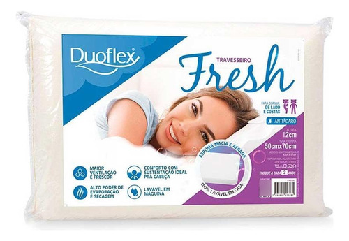 Travesseiro Duoflex Fresh Espuma Macia Aerada Cor Branco