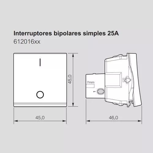 Módulo Interruptor Pial Plus Bipolar Simples Branco 25a