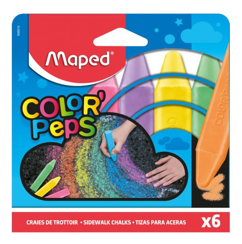 Giz De Chão 6 Cores Jumbo Color'peps Maped Cor Azul