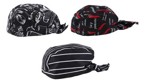 3 Gorros De Chef, Pañuelo Para La Cabeza, Gorros De
