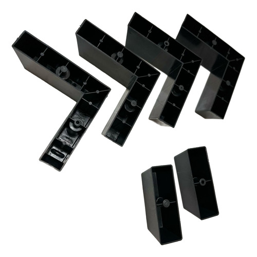 Pé P/ Cama Box/baú, Sofá Mod. Cantoneira Plás. Preto Kit 4x2
