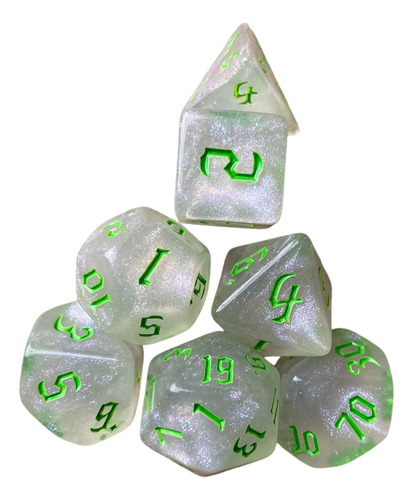 2 Juego De 7 Dados Poliédricos, Verde Verde2 Verde Verde2