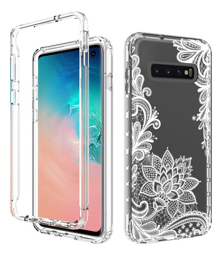 Funda Transparente Con Diseño De Flores Blancas For Samsung Galaxy