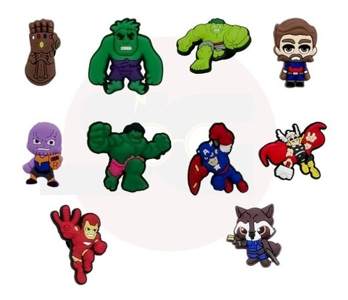 Set X 6 Shoes Charms Jibbitzz Pines Marvel