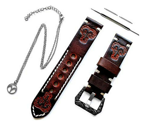 Correa De Reloj - Aries Zodiac Embossed Leather Band Compati