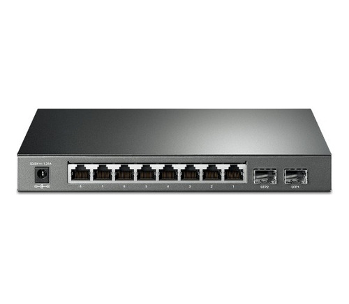 Switch 8 Portas Tp-link Black  Poe+ E 2 Slots Sfp