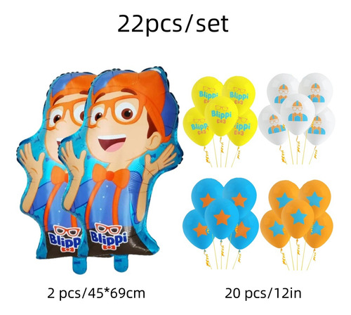 Globos De Cumpleaños Decoración Blippi Fiesta Temática