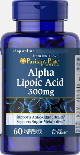 Ácido Alfa Lipóico Alpha-lipoic 300mg - 60cps Puritans Pride