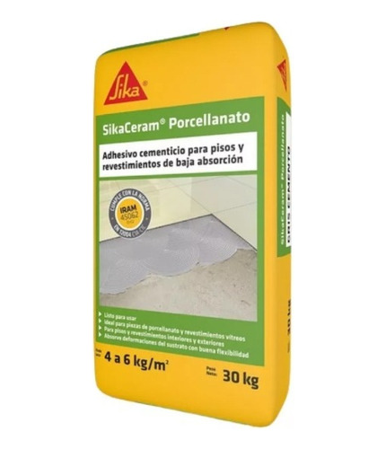 Pegamento Sikaceram Adhesivo Para Porcellanatos X 30 Kg