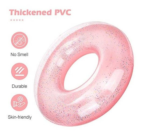 Salvavidas Inflable Color Amarillo Glitter Diametro De 120cm
