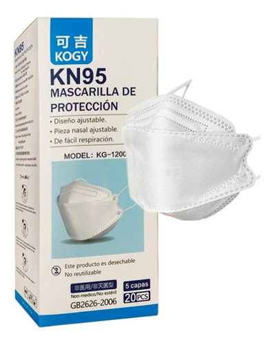 Mascarilla Kn95 Tipo Fish Blanca Kogy (caja X 20 Unidades)