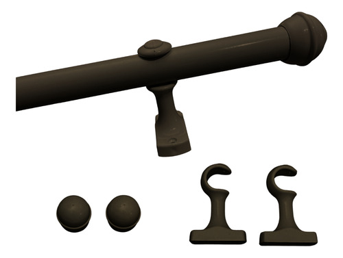 Varão Ferro 19mm P/ Cortina Kit Completo 2,70 M Cores Cor Marrom