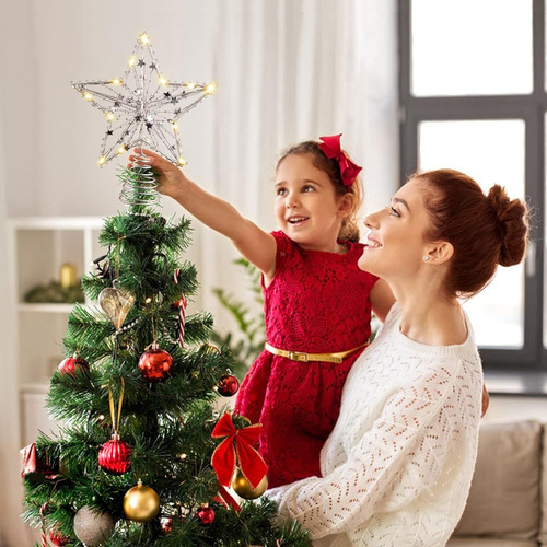 Decoracion Estrella Para Pino Navideño Con 15 Luces Led