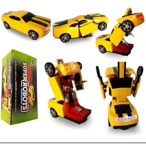 Carrinho Camaro Amarelo Vira Robô Transformers Bate Volta