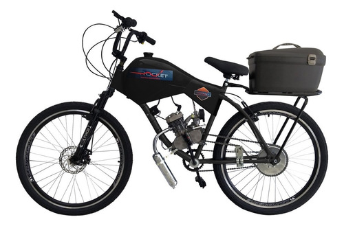 Bicicleta Motorizada 80cc Frdisk/susp Carenada Cargo Rocket Cor Preto Cadillac