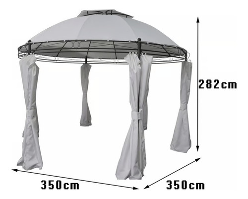 Gazebo Pergolado Paris - Redondo Com Cortina - 282x350x350cm