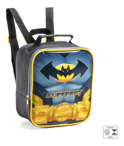 Kit Mochila Infantil Rodinha Super Bat C/ Estojo E Lancheira