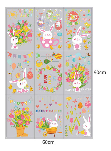 9 Pegatinas De Pared De Pascua Con Pantalla Electrostática
