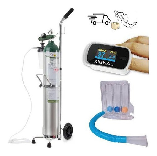 Imagen 1 de 8 de Tanque De Oxigeno 682lts Vacio Kit  + Oxímetro+ Inspirometro