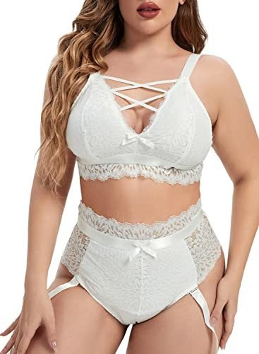 Evelust Plus Talla Lingerie Set Para Mujer, Sexy Luxe Trt9w