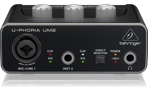 Interface de áudio Behringer U-Phoria UM2 preta