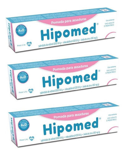 Kit 3 Hipomed Pomada Para Assadura Vit A E D - Cimed