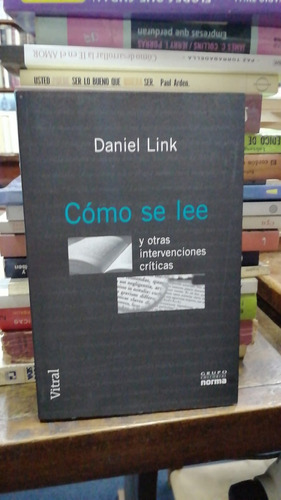 Como Se Lee Y Otras Intervenciones Criticas Daniel Link