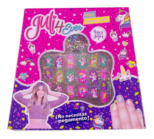 Set Juli4ever Glam Instant Nails 20 Uñas 1 Anillo  Babymovil