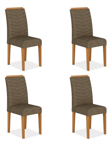Conjunto 4 Cadeiras Lisboa Cinamomo/ Cappuccino Cor Cinamomo/capuccino 02 Cor da estrutura da cadeira Cinamomo Desenho do tecido Liso