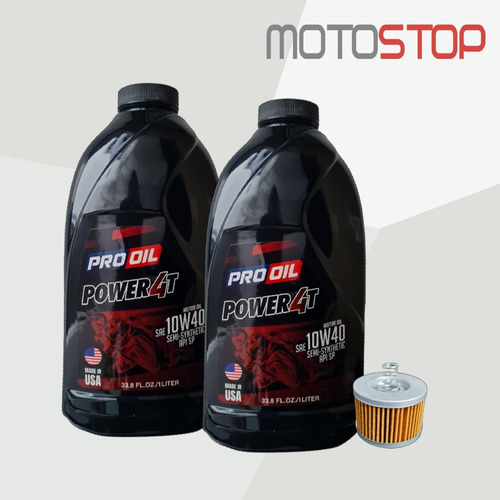 Imagen 2 de 4 de Aceite Pro Oil 10w40 Semi Sintético 2l + Filtro Yamaha Fz 16