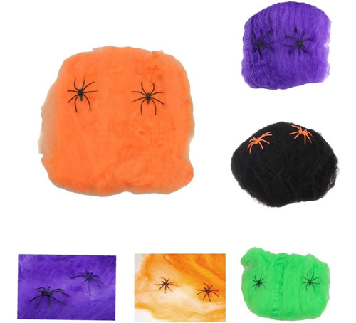 Telarañas De Colores Para Decoracion De Halloween 40grs  