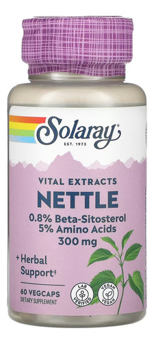 Solaray Nettle Extracto De Raíz De Ortiga 300mg 60 Caps Sabor Sin Sabor