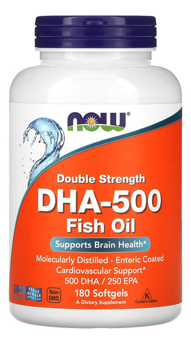 Dha Óleo De Peixe 500mg 180 Softgels Now Foods Sabor Sem Sabor