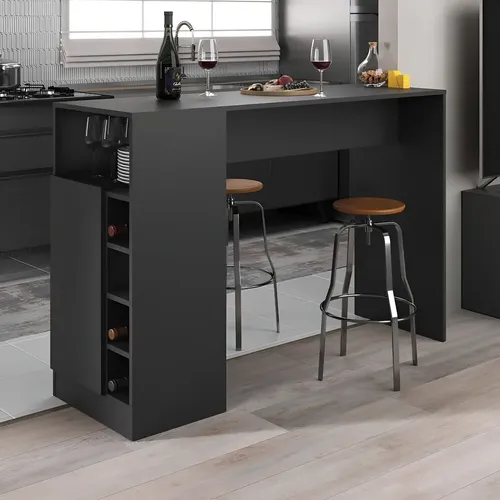 Bancada Balcão/mesa De Cozinha Com Adega Multimóveis Mp2144 Cor Preto