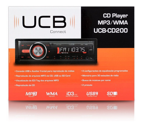 Toca Cd Player Com Entrada Usb Sd Auxiliar Ucb-cd200