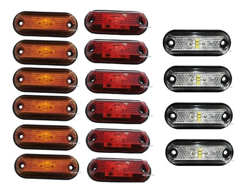 16 Lanternas Delimitadora Lateral Carreta Caminhão Baú 3 Led