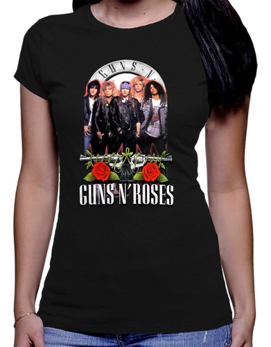 Camiseta Estampada Premium Dtg Dama Guns And Roses 0010