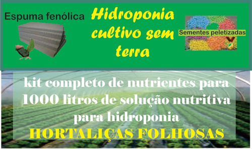 Kit Nutrientes 1000l. Solução Hidroponia Hortaliças Folhosas