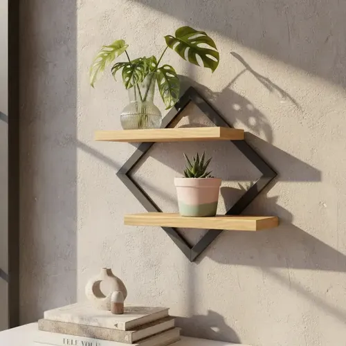 Quadro Decorativo Com Prateleira Dupla Nicho Moldura Luxo