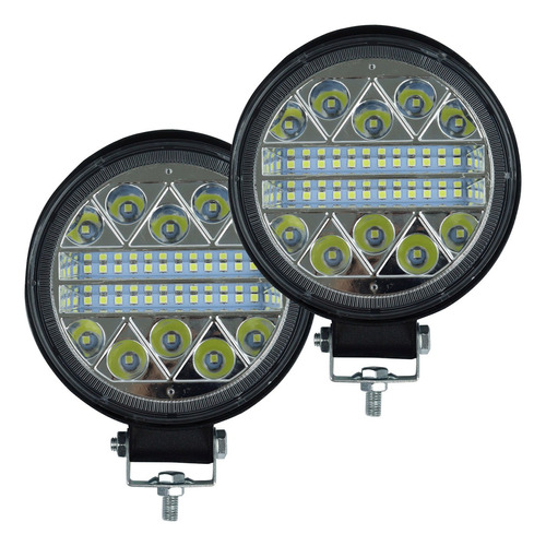 Farol Auxiliar De Led Redondo 102w Automotivo 12v 24v Par