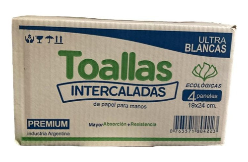 Toalla Intercalada Papel Blanca Ecológica 4 Paneles 19x24cm