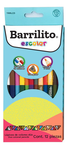 Lapiz De Color Duo Barrilito Triangulares 12 Piezas