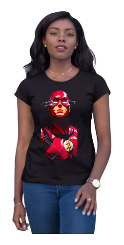 Playera Negra De Mujer De Flash Diseños De Calidad Oferta 