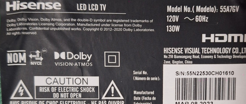 Main + Tcon Hisense 55a7gv Rsag7.820.11716/roh (Usado)
