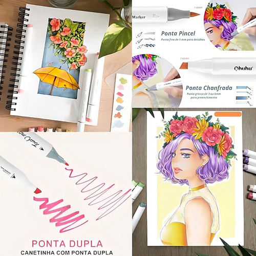 Conjunto Estojo Canetas Touch Ponta Dupla 36 Cores