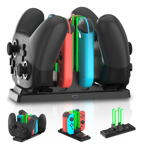 Pack Cargador 6 En 1 Para Joy-con Y Pro Controllers Switch