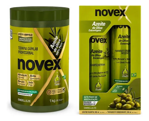 Kit Novex Azeite Oliva Creme 1 Kg + Shampoo + Condic 300 Ml