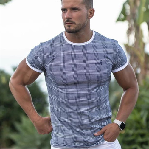 Camiseta De Hombre Quick Dry Slim Fit Athletic Check