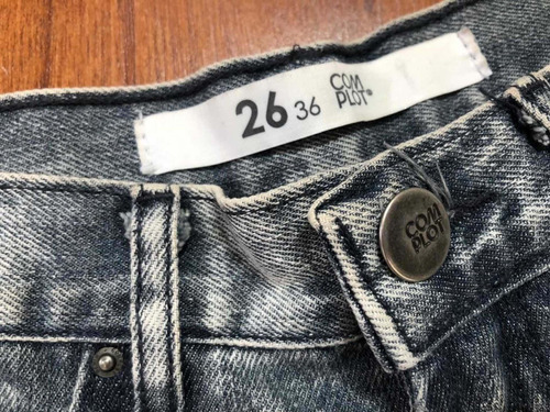 Short Complot De Jean Gris Tiro Alto -fashion Trash-