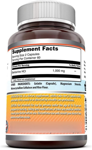 Imagen 2 de 2 de Berberina 500 Mg X Capsula, 120 Capsulas.